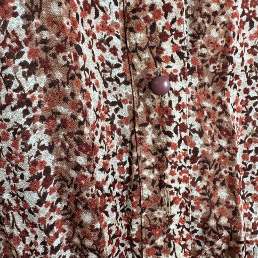 Vintage Louis Féraud Paris Boho Fall Floral Midi Chic Sheer Dress Size 38 - Picture 6 of 12